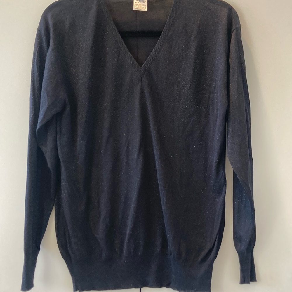 Celine Black V-Neck Silk Sparkle Sweater